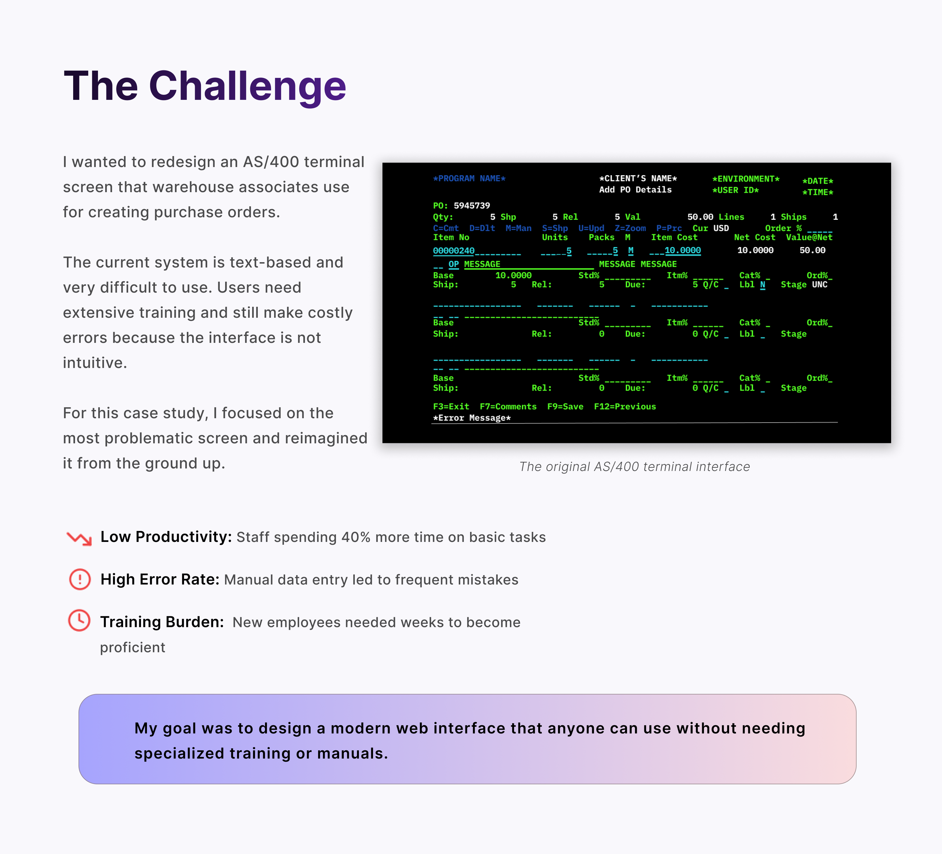 The original AS/400 terminal interface